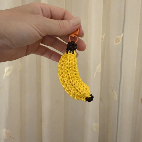 Banana keychain handmade new, green and yellow