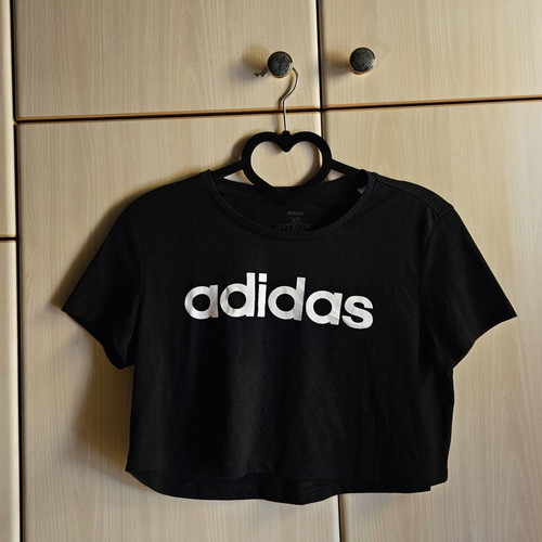 Adidas black crop top t-shirt, XS