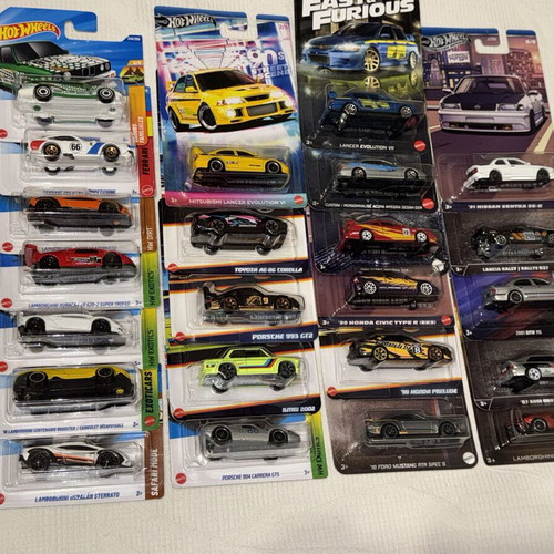 Hot Wheels sealed collection with Ferrari, Porsche, Lamborghini, JDM models