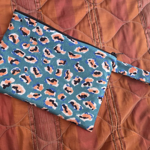 Bleecker & Love Handbag new, blue animal print pouch