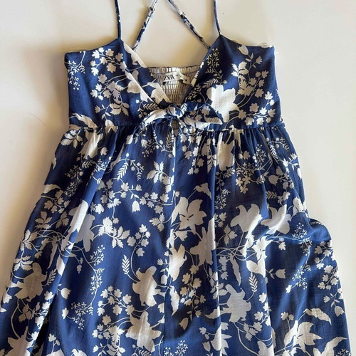 Zara long dress white and blue like new, size M