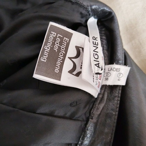 AIGNER leather pants used, black, size 38