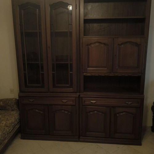 Living room display cabinet made of walnut wood