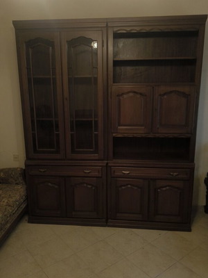 Living room display cabinet made of walnut wood