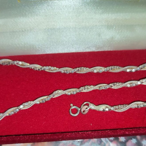 Women's 925 silver braided chain gold plated 41cm like new