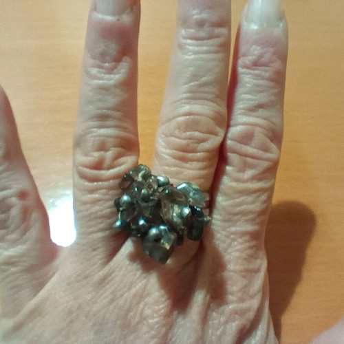Faux ring with intricate design and adjustable size, new, silver