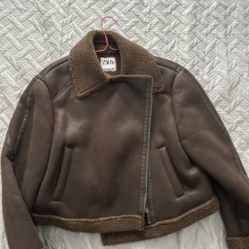 Zara cropped brown plateau jacket like new, size S