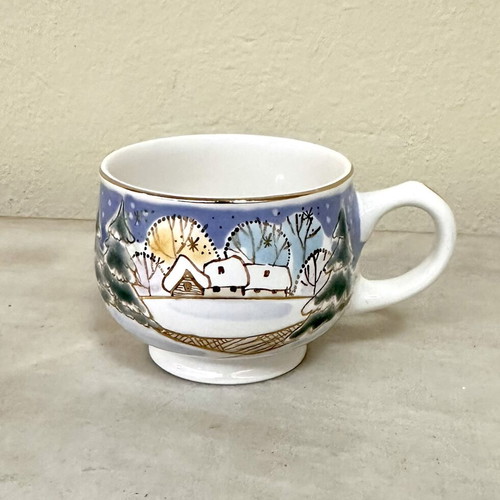 Handmade Russian Porcelain Mug from St. Elizabeth Monastery Winter Landscape