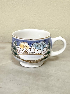 Handmade Russian Porcelain Mug from St. Elizabeth Monastery Winter Landscape