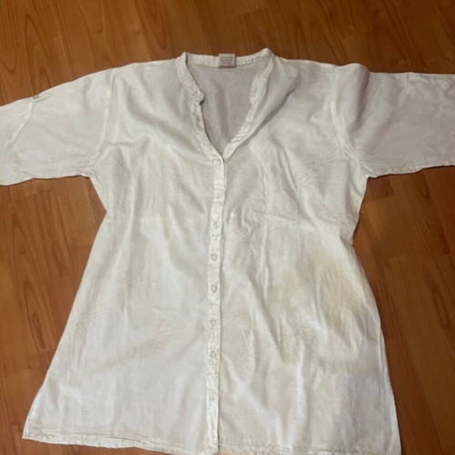 Kaftan shirt XXL used, 100% cotton with beige soft patterns, belt