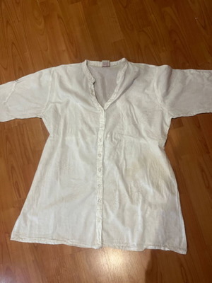 Kaftan shirt XXL used, 100% cotton with beige soft patterns, belt