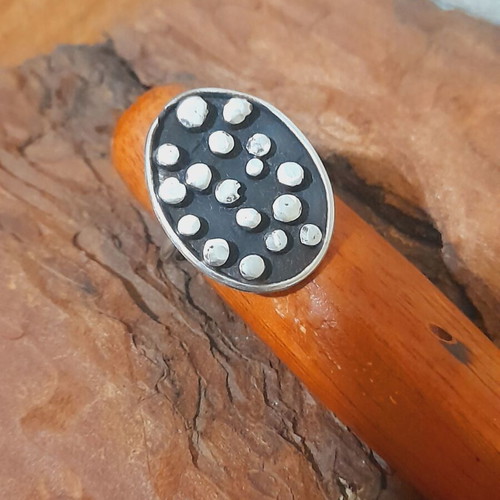 Handmade silver ring with 925 silver and oxidation blackening new