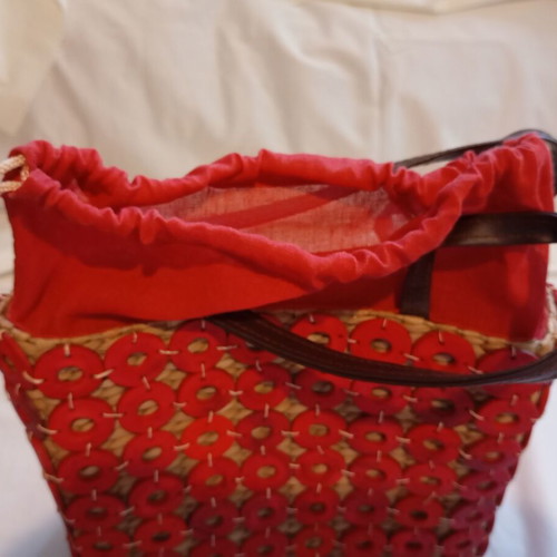 Alma Tonutti authentic straw shoulder bag, vintage boho style