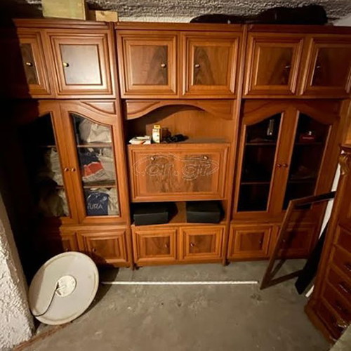 Wall unit and sideboard used, semi-solid walnut veneer