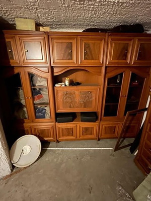 Wall unit and sideboard used, semi-solid walnut veneer