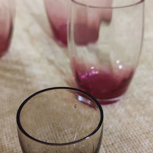 Purple glasses in various sizes, 1960s vintage, like new, set of 5