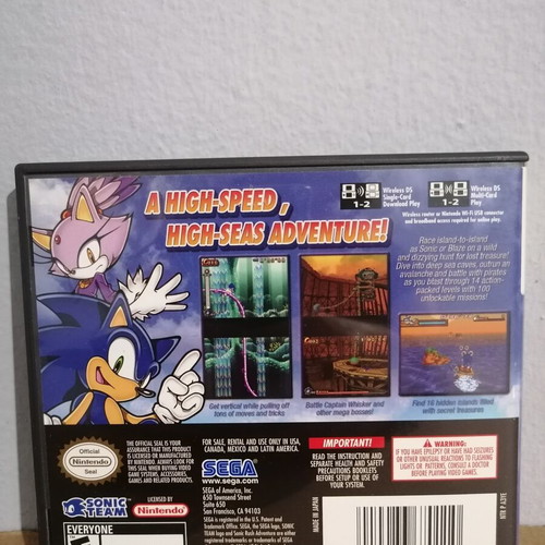 Sonic Rush Adventure empty case, cover and manual for Nintendo DS
