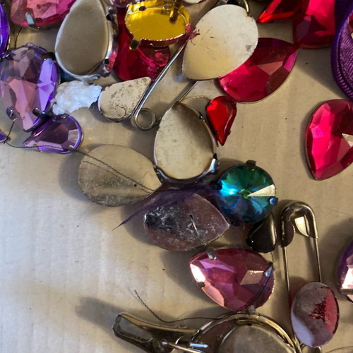 Crystals for embroidery used, various colors and shapes