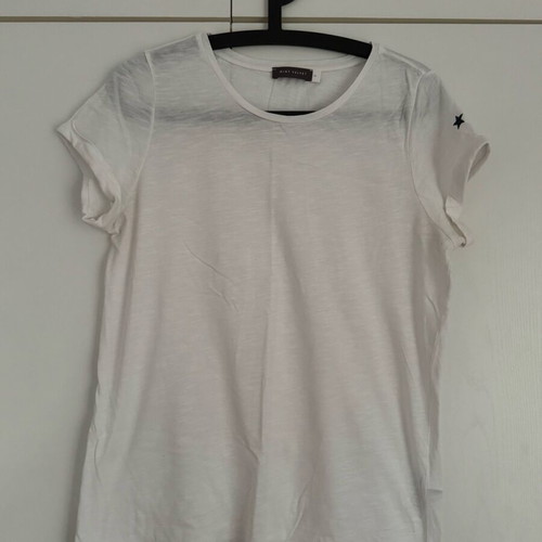 White T-shirt new with star print on sleeve, size M