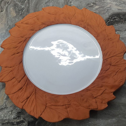 Ceramic serving platter "Lemon Leaf" like new