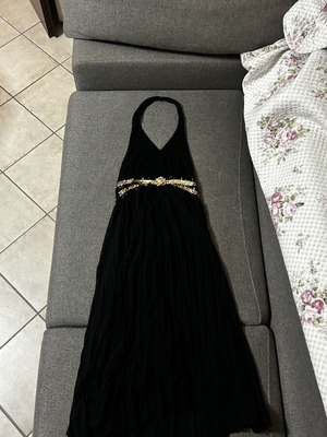 Black summer maxi/midi dress halter neck, like new, L/XL