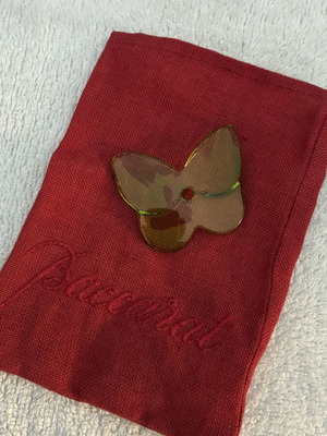 Baccarat butterfly crystal pendant with black cord