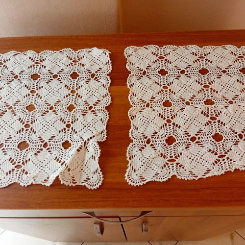 Crochet handmade set of 3 white table linens new