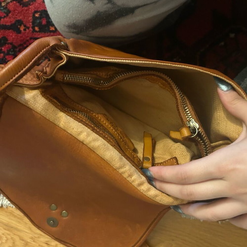 Italian leather bag Vera Pelle like new, brown orange