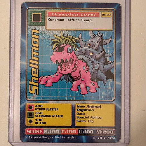 Digimon Bandai 1999 collectible cards used, set of 7