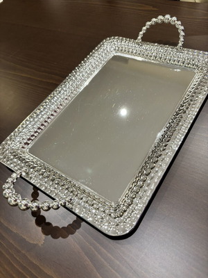 Silver-plated decorative tray with mirror