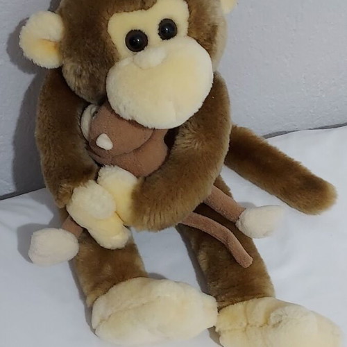 Plush monkey mom and baby soft, like new, 44 cm height