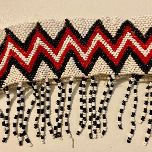 Handmade belt used with beads from Congo, white and red