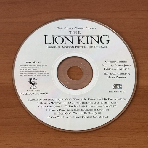 Disney The Lion King Original Soundtrack CD