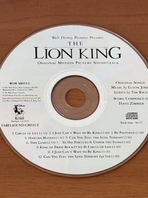 Disney The Lion King Original Soundtrack CD