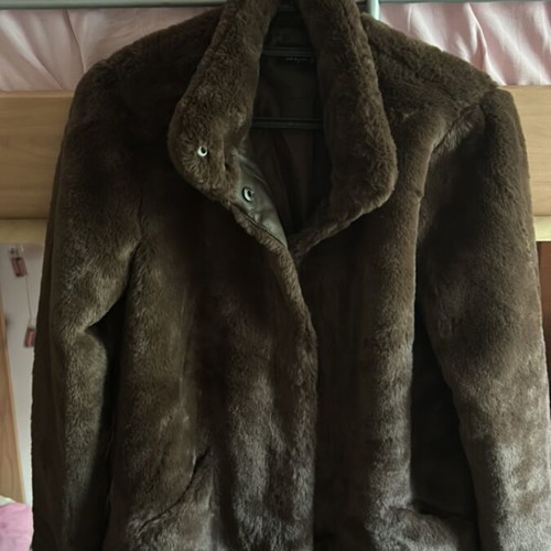 Only synthetic brown fur coat like new size M