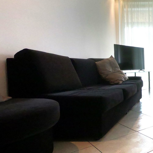 Italian Alcantara Sofa set used, 3-seat and 2-seat bed convertible