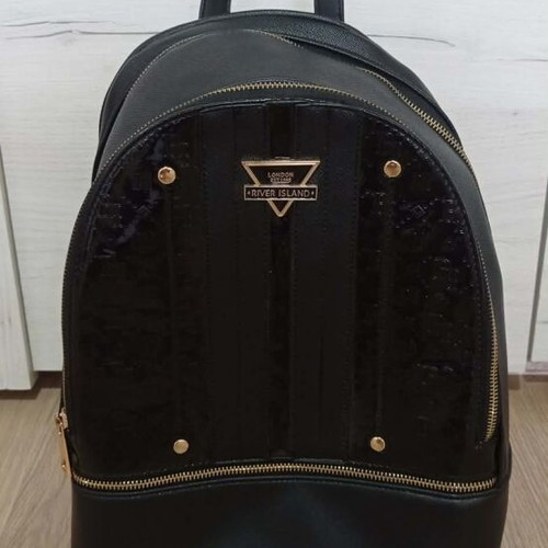 River Island backpack used, black, large with 2 compartments