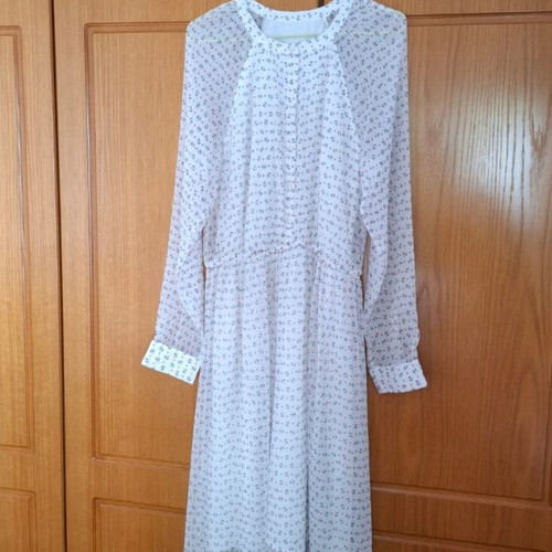Benetton summer dress new, size M, white and blue