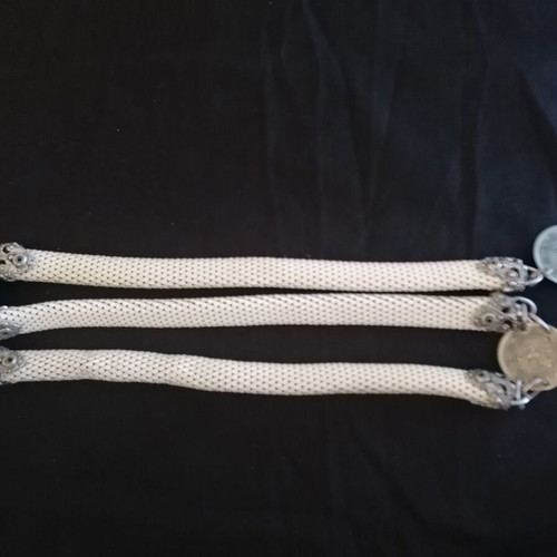 Whiting & Davis 1960's metal belt used, scaled mesh, white and silver