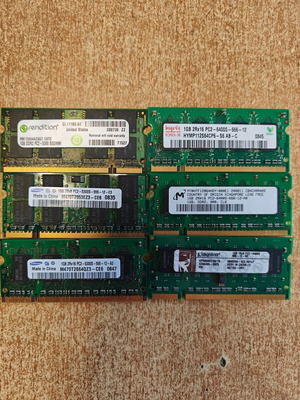 Πακέτο 6 μνήμες 1GB DDR2 Laptop PC2-5300S/6400S SO-DIMM