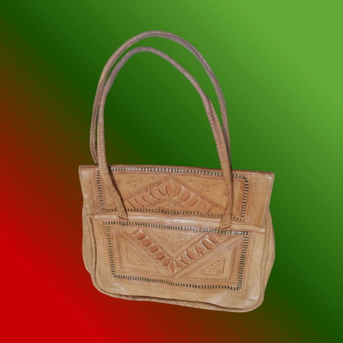 Leather Bag Used Vintage 70s Handmade Moroccan Ethnic
