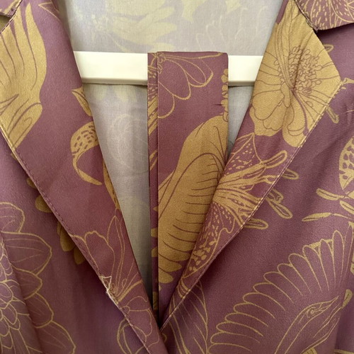 New Age floral jumpsuit S/M like new, purple with gold design
