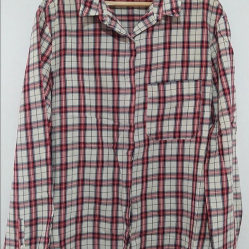 Zara Trf checked shirt used, size L 40 12, white and red