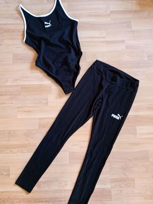Puma set bodysuit and leggings like new, black and white