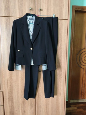 Lussile suit set jacket pants skirt new black with shirt