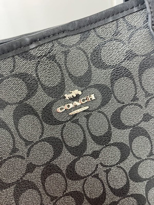 Coach tote bag and wallet set, black and grey monogram