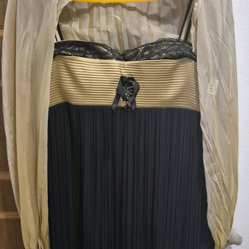 BSB evening dress like new, black with gold bust and lace