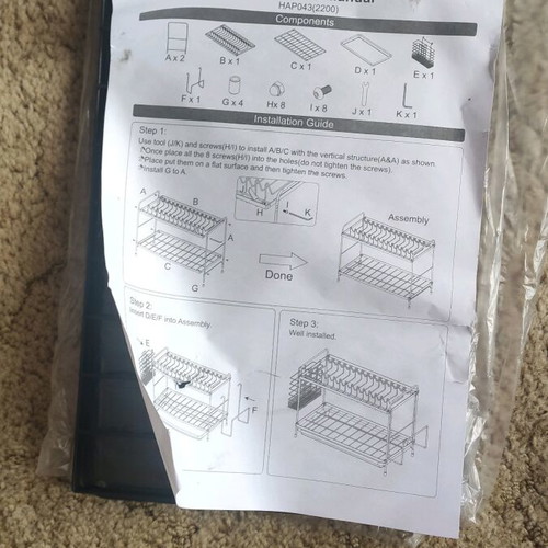 Two-Tier Metal Dish Rack new in its packaging