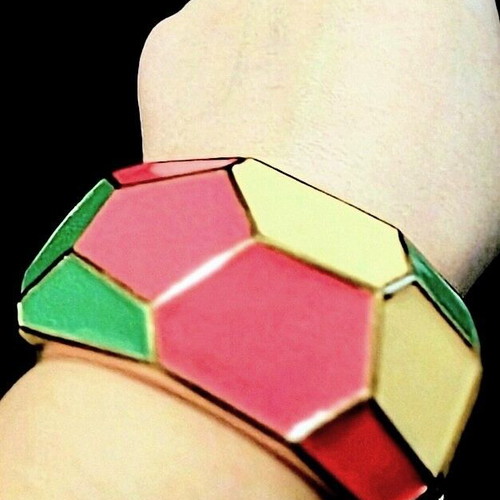 Assymetrical Beehive Cuff Bracelet colourful like new