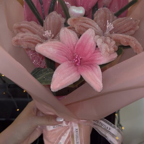 Birthday bouquet new with pink shades and glitter